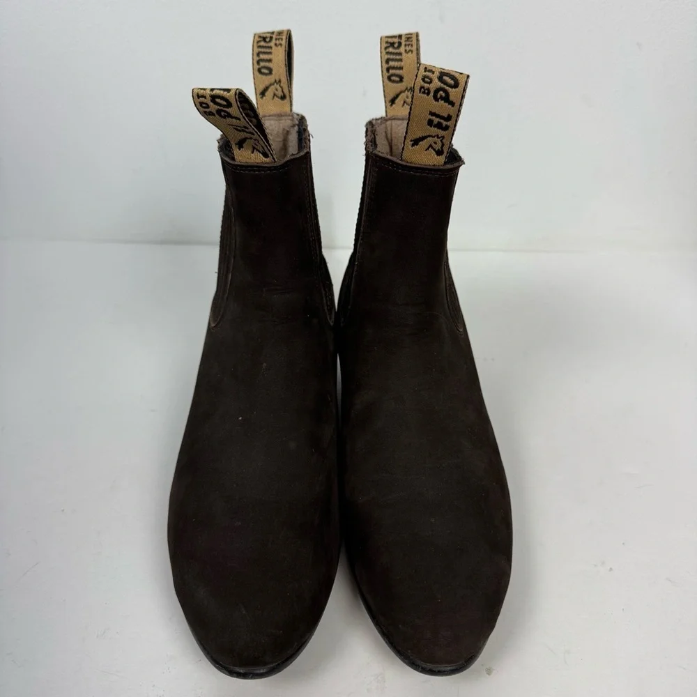 El Potrillo Brown Leather Suede Chelsea Ankle Boots Western Rodeo Country - Picture 2 of 8
